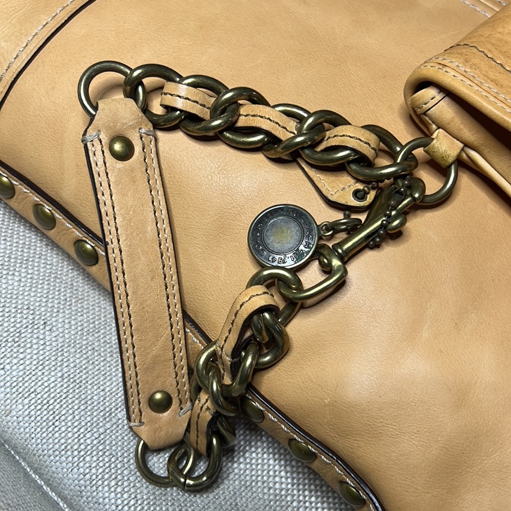 Coach Thompson Ltd Ed Legacy Studded Vachetta Slim Tote + Legacy Vachetta Clutch - Picture 7 of 13